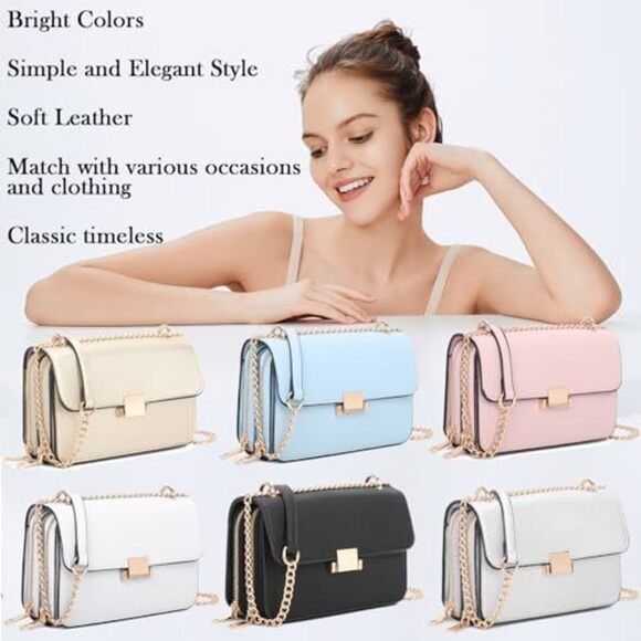 Chic Square Strap Bags For Chain Strap Crossbody Satchel Medium Textured - Picture 7 of 8